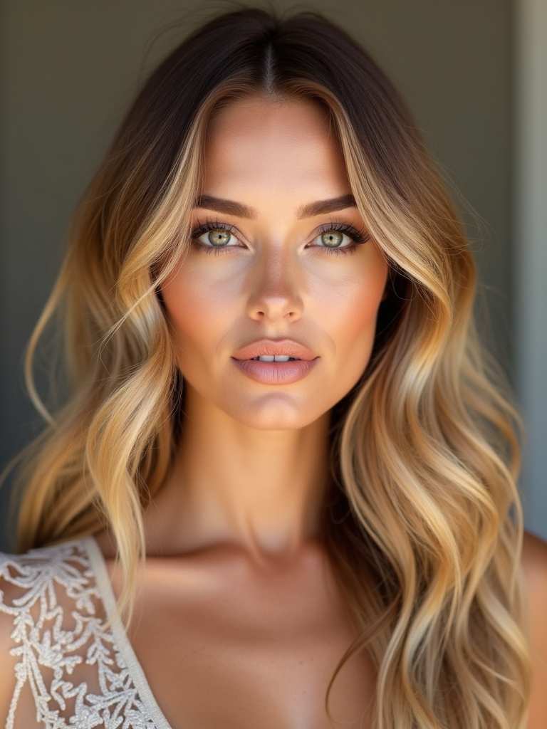 sunlit caramel face framing highlights