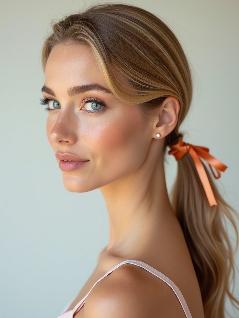 ultra short ponytail ribbon styling