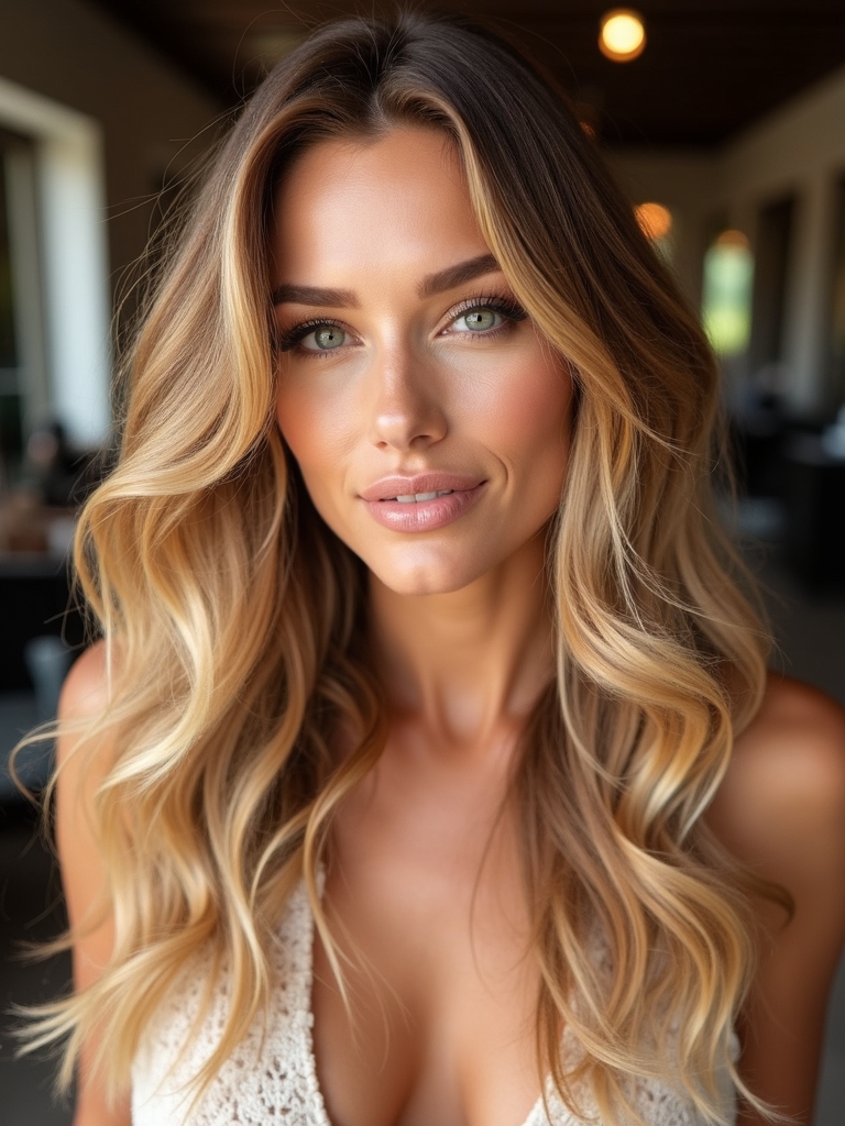 warm caramel bronde glow