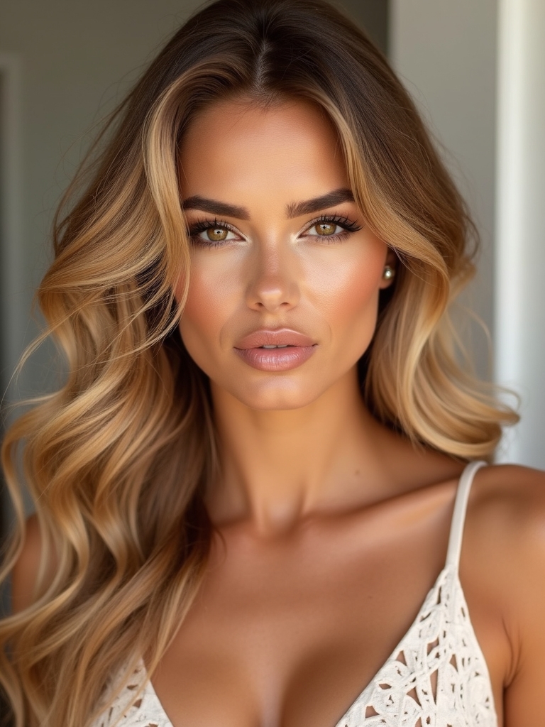 warm sun kissed balayage highlights